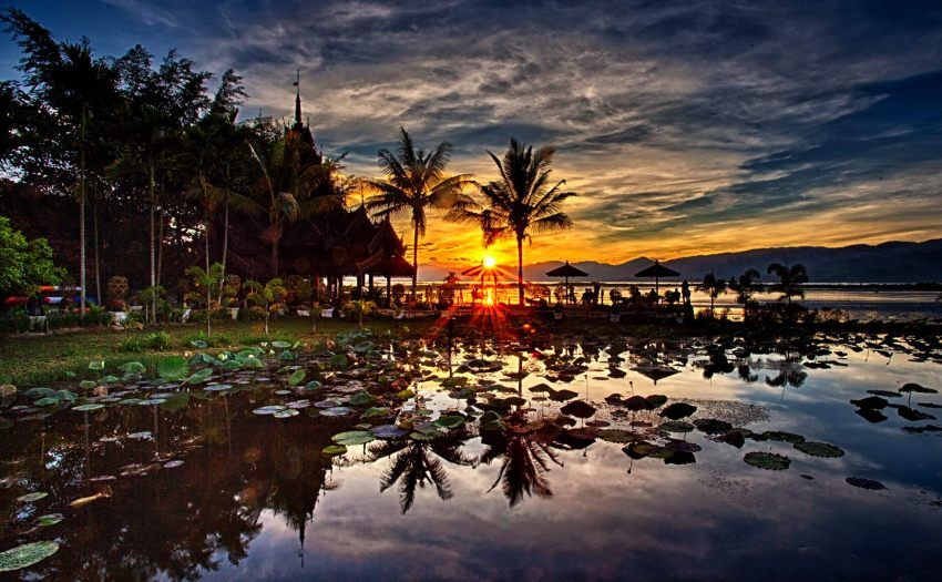 Sunset over Inle Lake